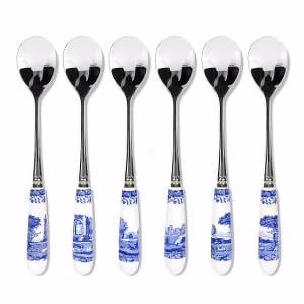 Spode Blue Italian Collection 6 in Teaspoons, Set of 6, Made of Stainless Steel