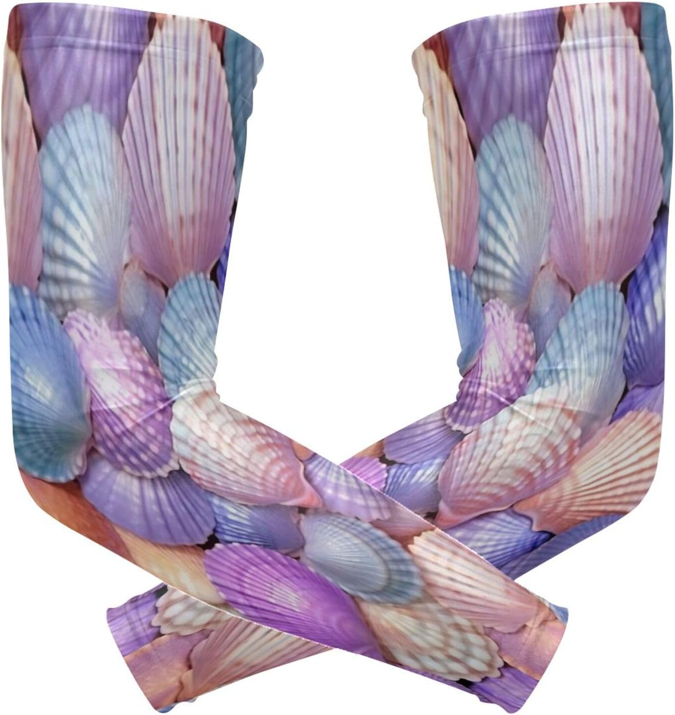 Wellsay Painted Sea Shells Arm Sleeves for Men and Women Compression Arm Sleeves for UV Sun Protection & Tattoo Cover Up, Great for Sports