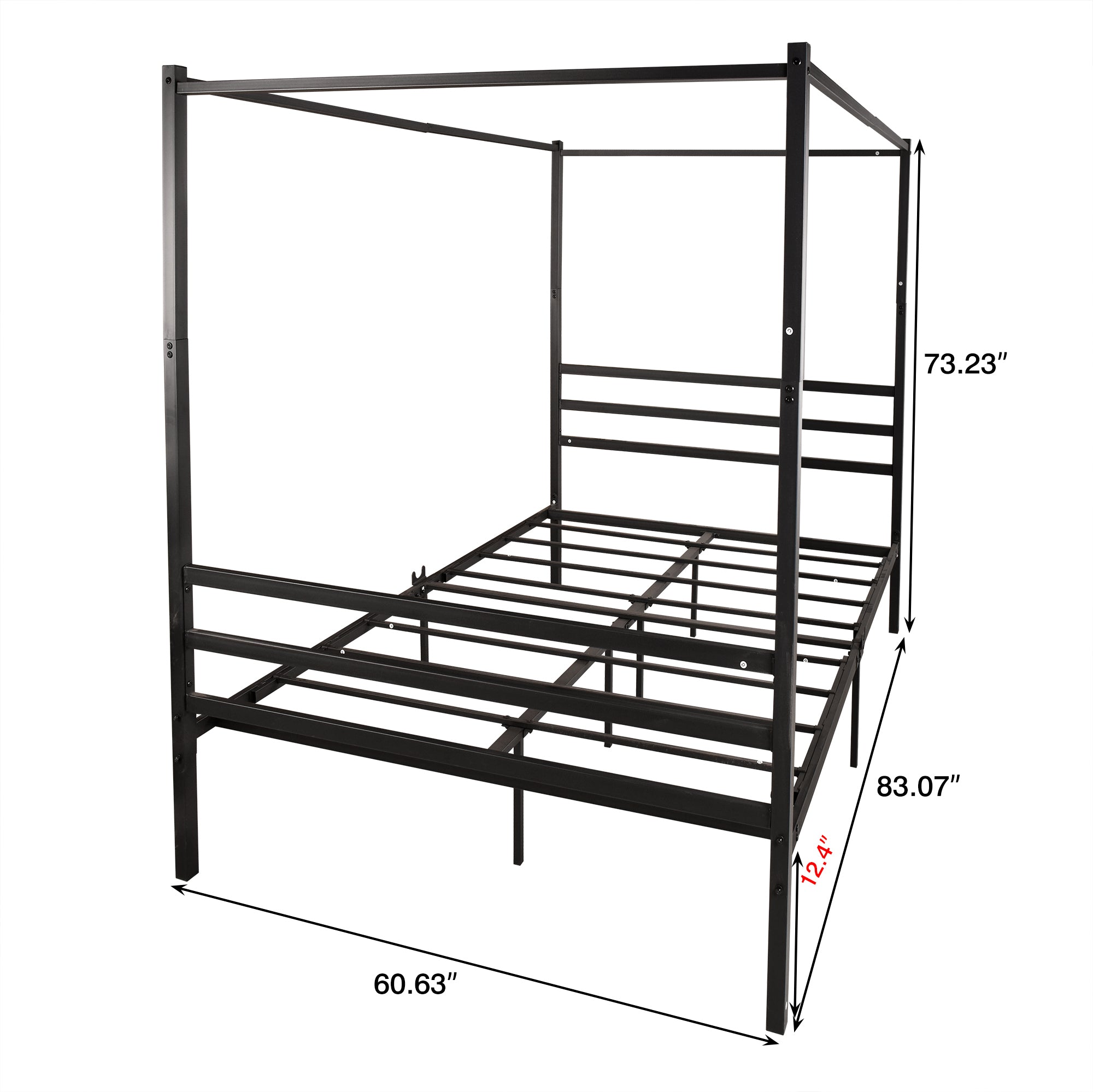 ElegantRest Metal Canopy Bed - Queen Black
