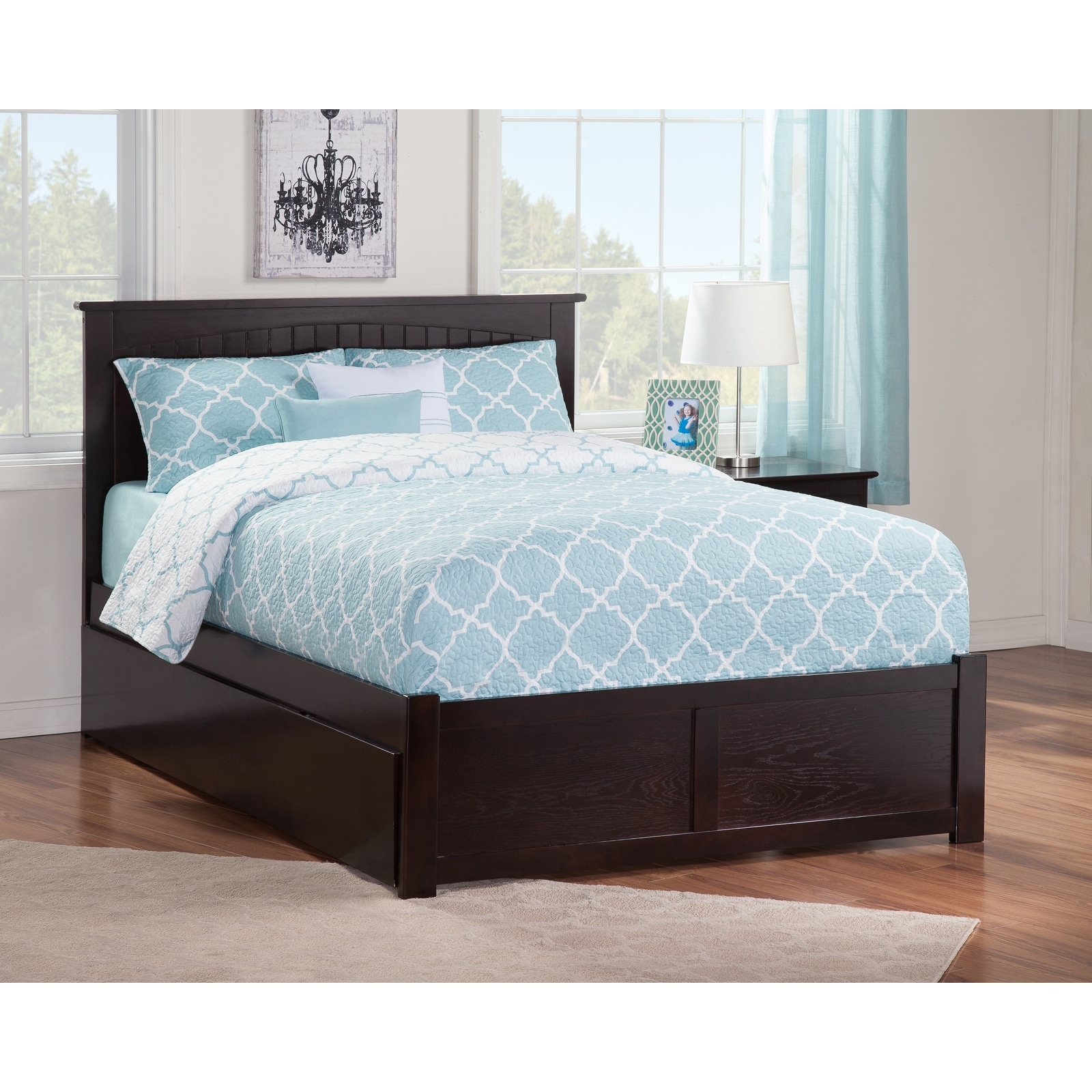 AFI Nantucket Twin Platform Bed with Footboard and Twin Trundle in Espresso