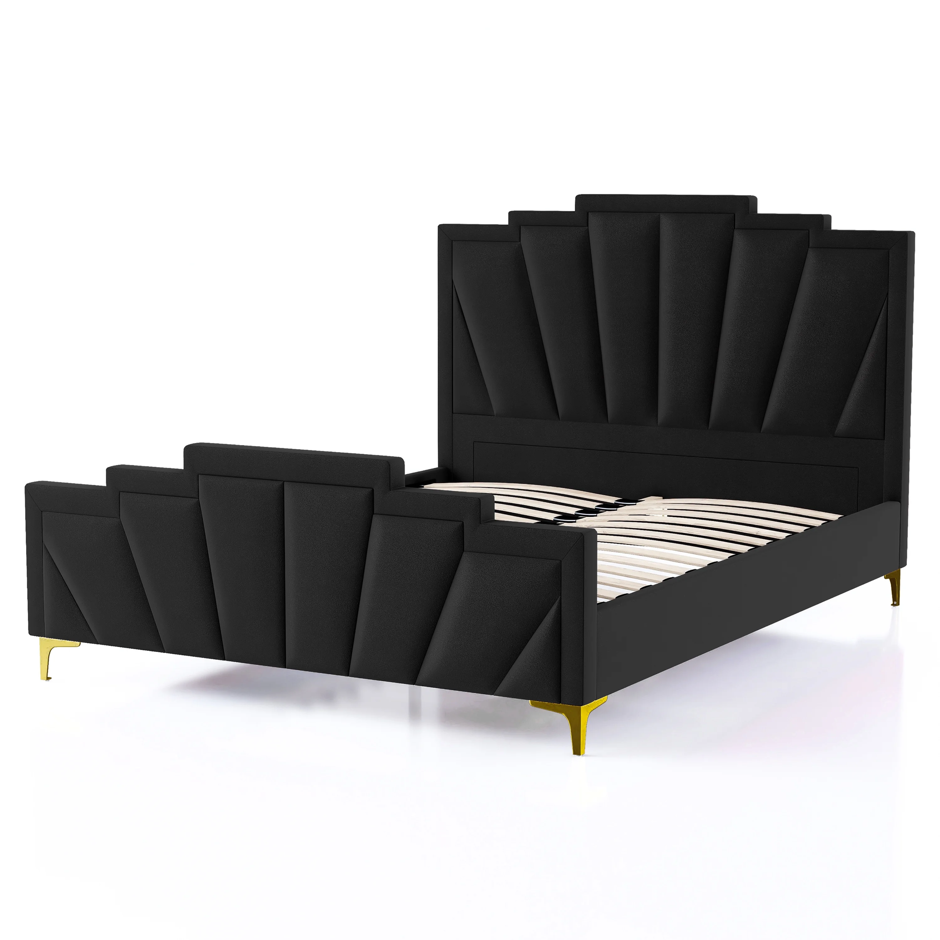 Furniture of America Gatsby Fabric Panel Bed, Black, King