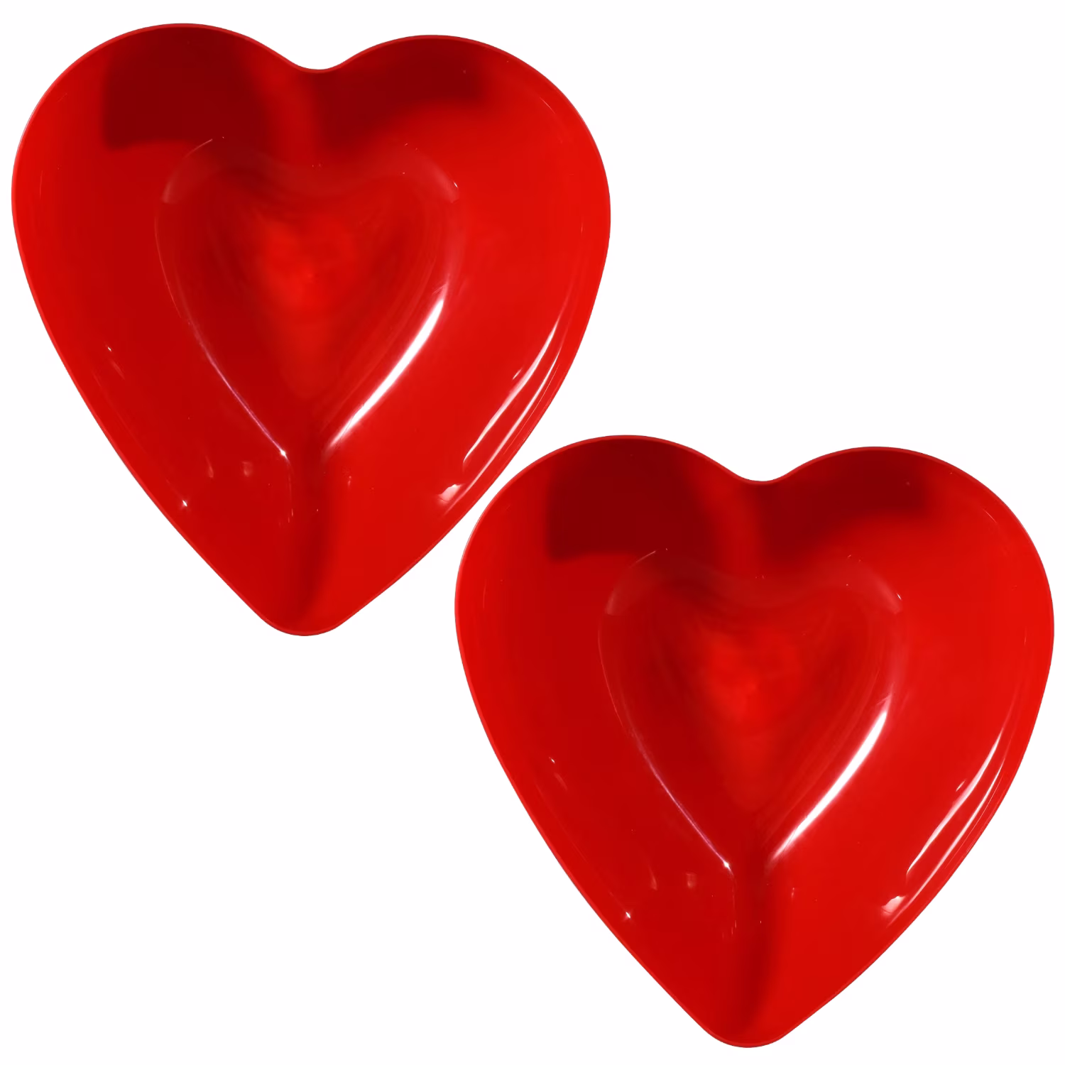 Red Plastic Valentine Heart Shaped Deep Bowl Home Kitchen Party Favor Serving Candies Cookies Chips Salad Dessert Food Side Dish Snack Fruit Bowl Valentines Day Tableware Gift Decoration Set of 2