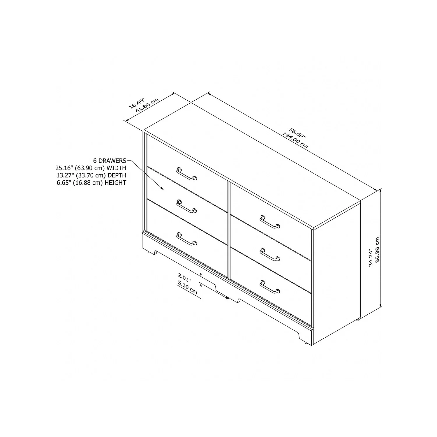 River Brook 6 Drawer Dresser in Barnwood - Engineered Wood