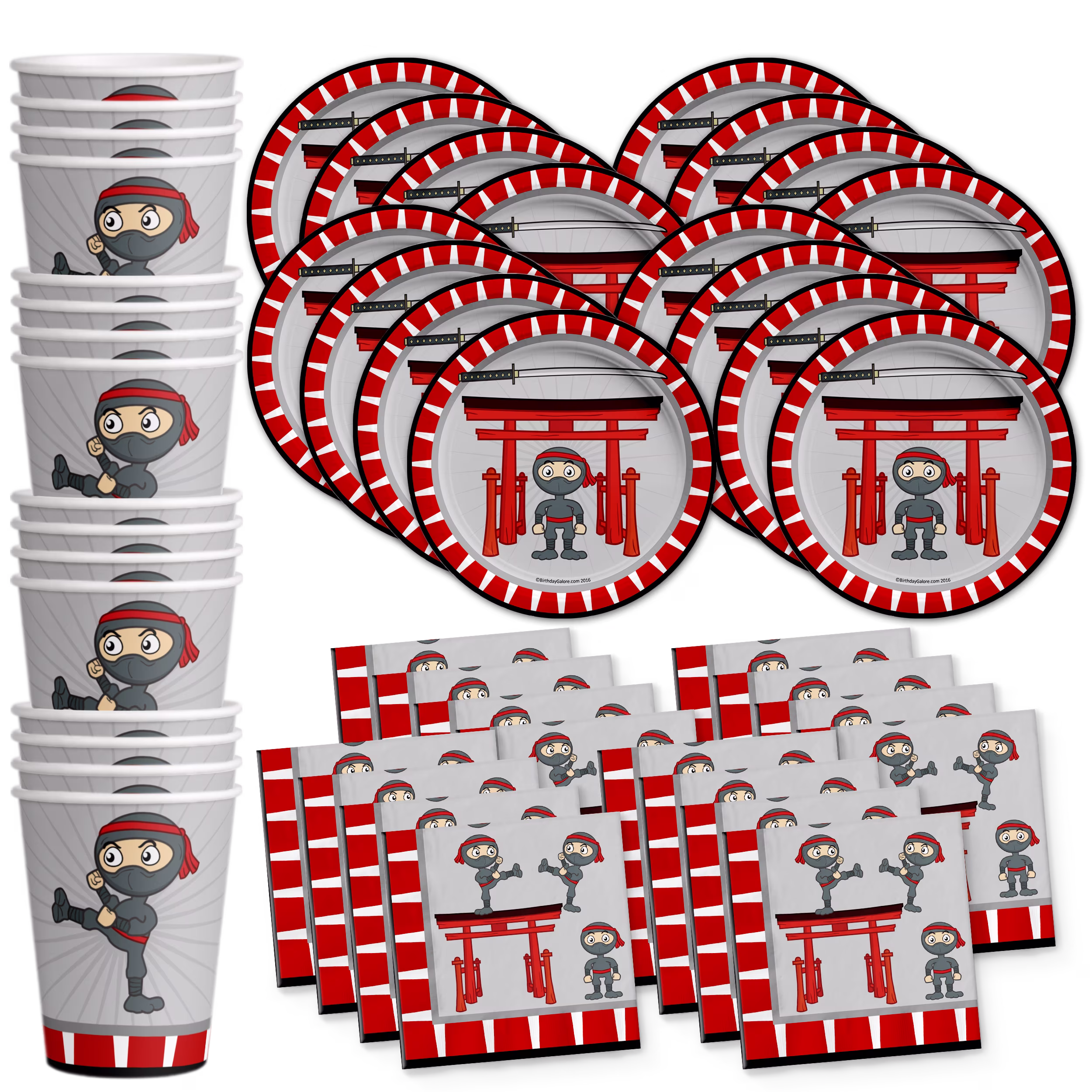 Ninja Warrior Birthday Party Supplies Set Plates Napkins Cups Tableware Kit for 16