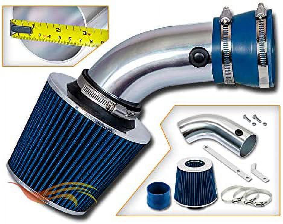Rtunes Racing Short Ram Air Intake Kit + Filter Combo BLUE Compatible For 93-01 BMW E32 E38 740i / 740il / E34 E39 540i 4.0L/4.4L V8