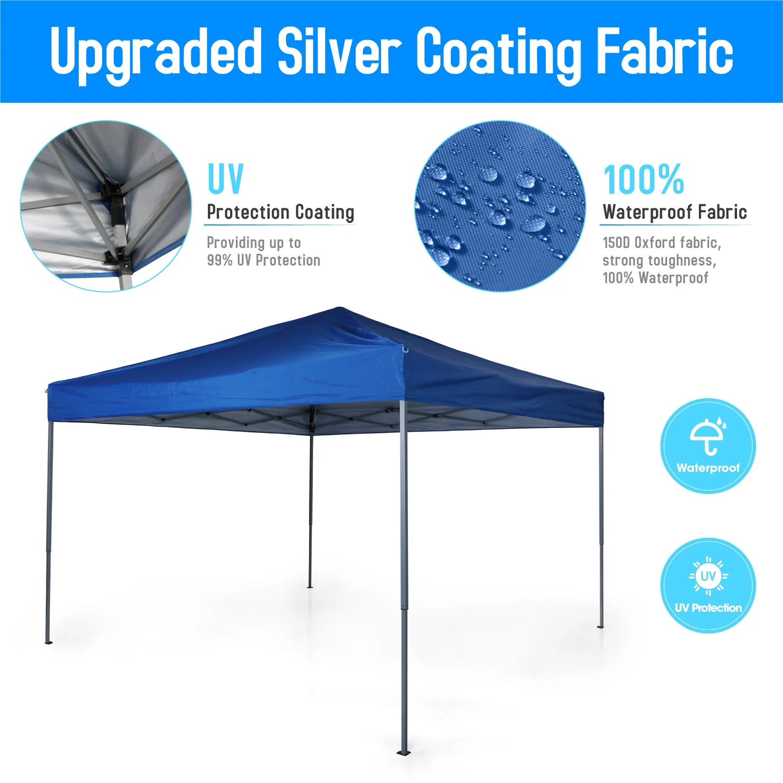 10'x10' Striaght Leg Canopy, Blue