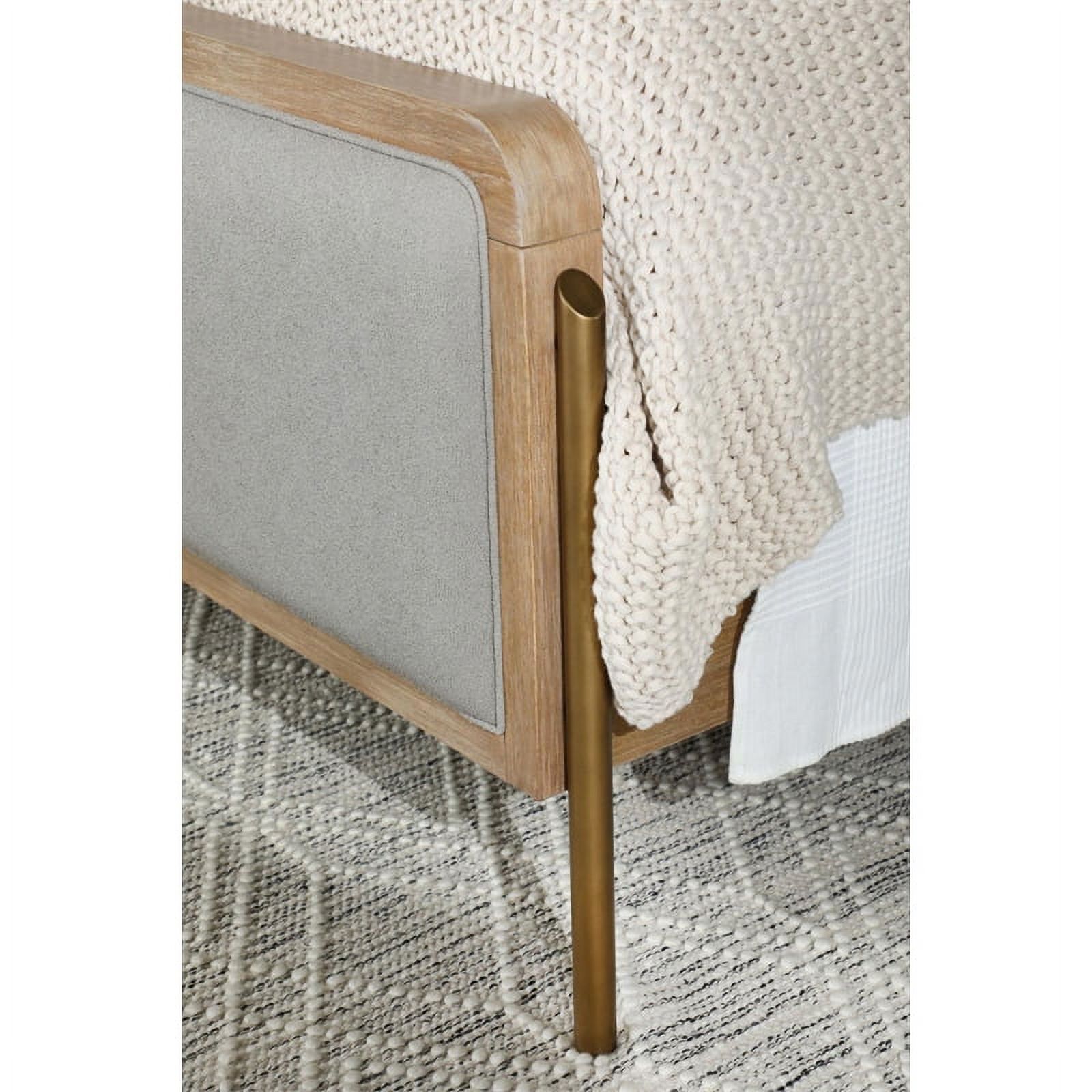Pemberly Row Upholstered Fabric Queen Panel Bed in Sand Wash and Gray