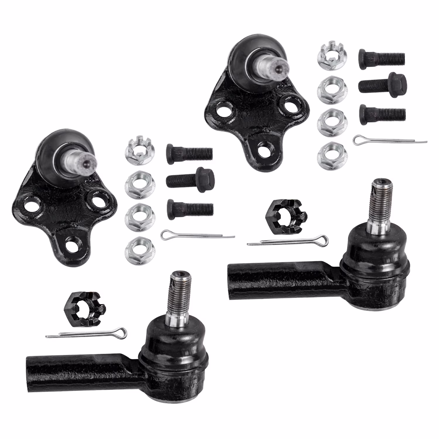Detroit Axle - 4pc Front Lower Ball Joints and Outer Tie Rods Kit for 1998-2002 Chevy Prizm - [1996-1997 Geo Prizm] - 1996-2002 Toyota Corolla - Power Steering Models