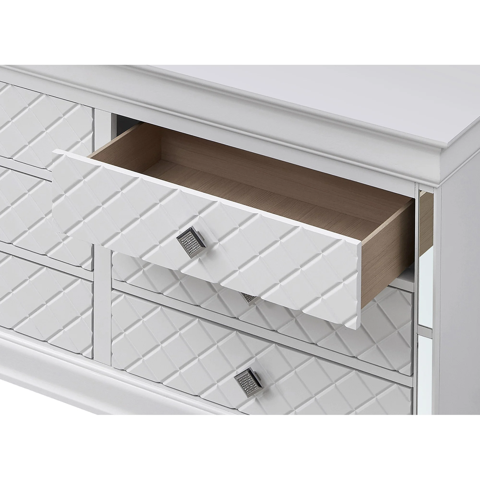 Passion Furniture  Verona 6-Drawer Silver Dresser - 33 x 59 x 16 in.