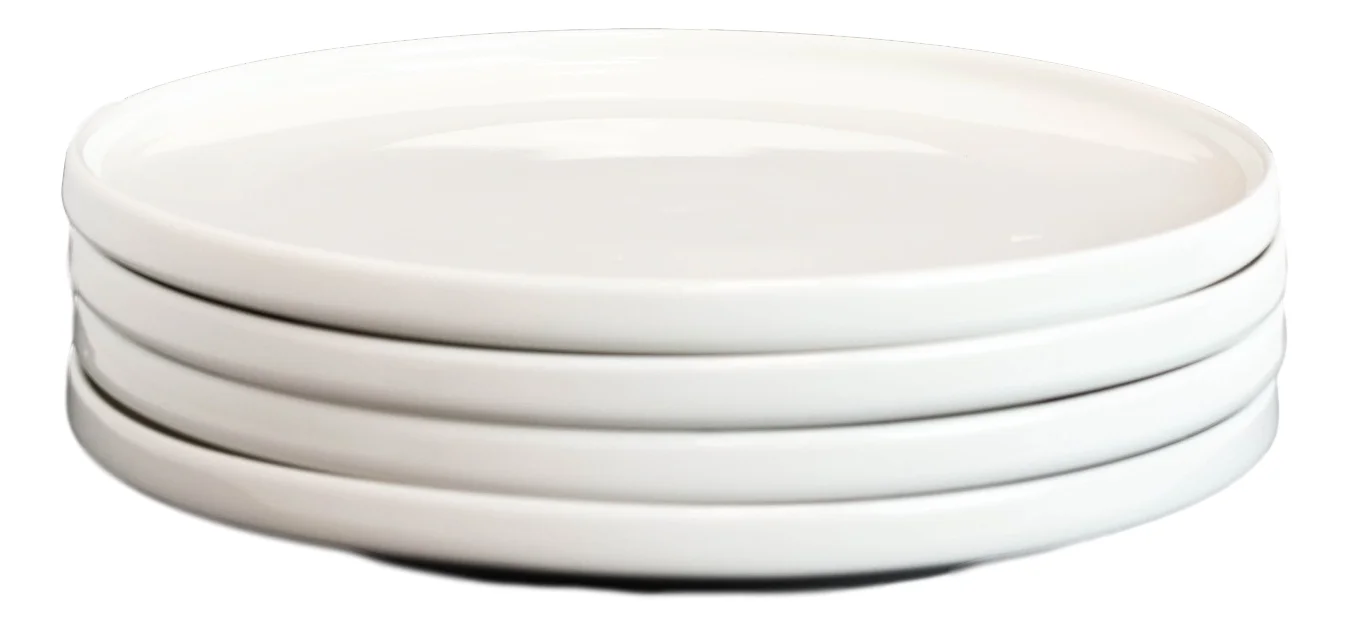 Pack Of 4 Kitchen Dining Modern White Stoneware Coupe Dinner Lunch 8