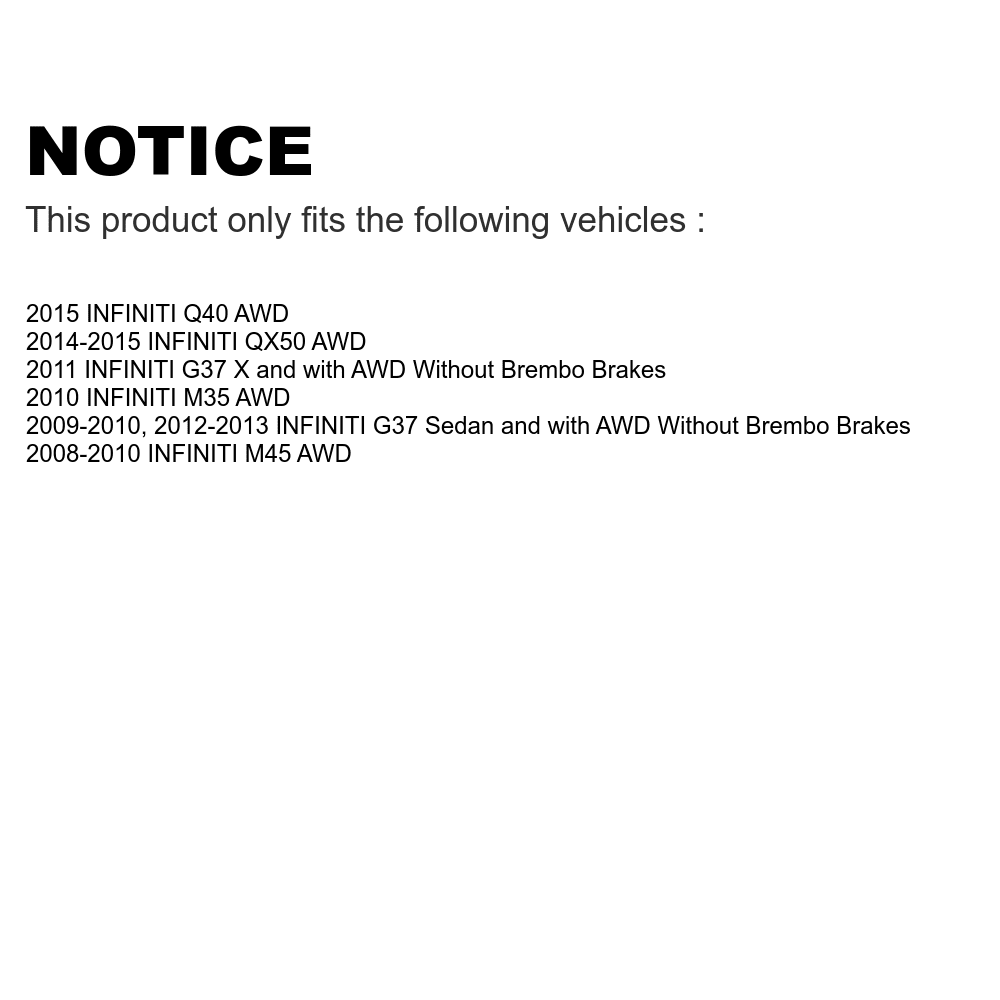 Transit Auto - Front Rear Hub Bearings Assembly Disc Brake Rotors And Ceramic Pads Kit (10Pc) For INFINITI G37 G35 EX35 Q40 G25 M35 QX50 M45 EX37 KBB-119356