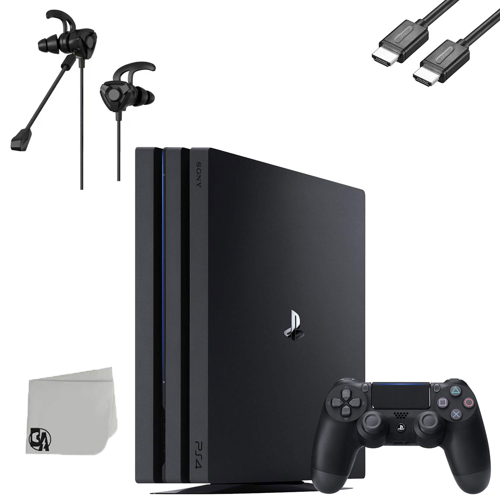 Sony PlayStation 4 Pro 1TB Black Gaming Console + G9 Earbuds With Microphone BOLT AXTION Bundle Like New