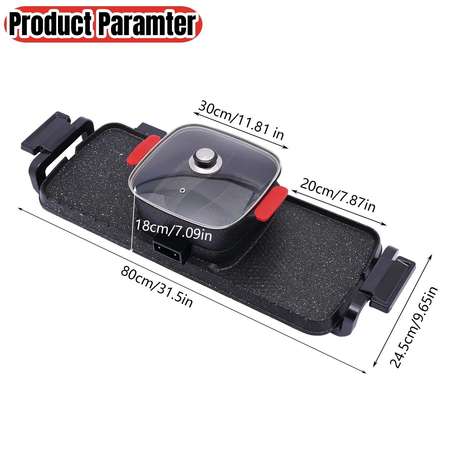 Miumaeov 2 In 1 Grill and Hot Pot Combo Countertop Hot Pot with Grill Cooker with Dual Temperature Control 5 Gear Temperature Adjustable Multi-Functional Korean BBQ Teppanyaki Grill and Hot Pot