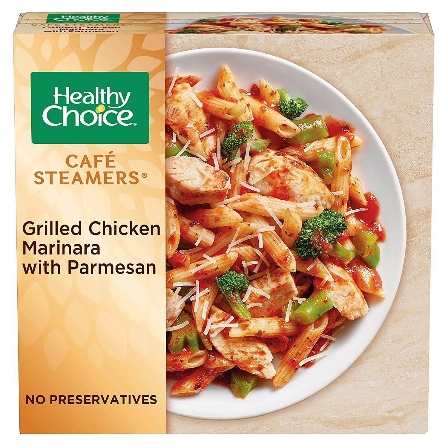Gourmet Kitchn Healthy Choice Café Steamers Variety Pack- 4 Grilled Chicken Marinara with Parmesan- Asian Inspired Beef Teriyaki - & Broccoli Alfredo Frozen Meal- of Each (Total 12 Boxes)