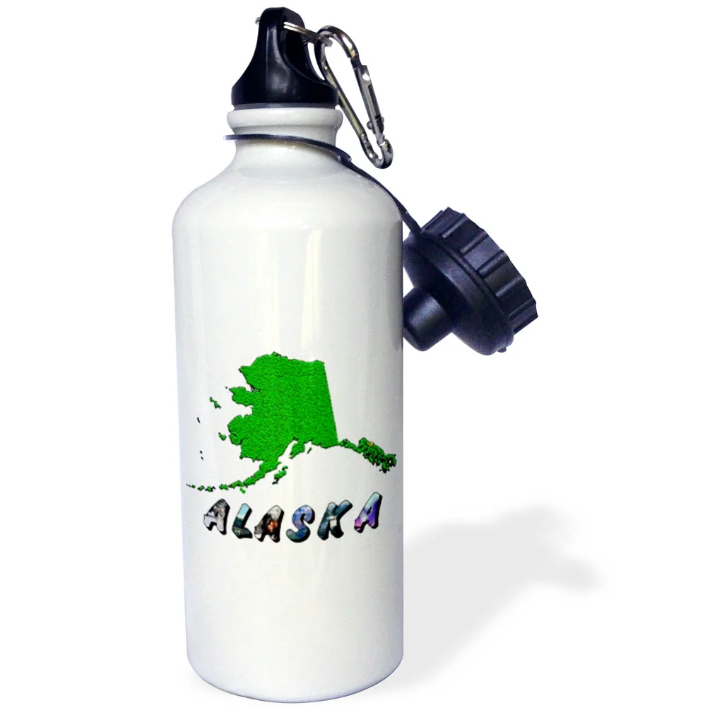 State Map of Alaska 21 oz Sports Water Bottle wb-47308-1
