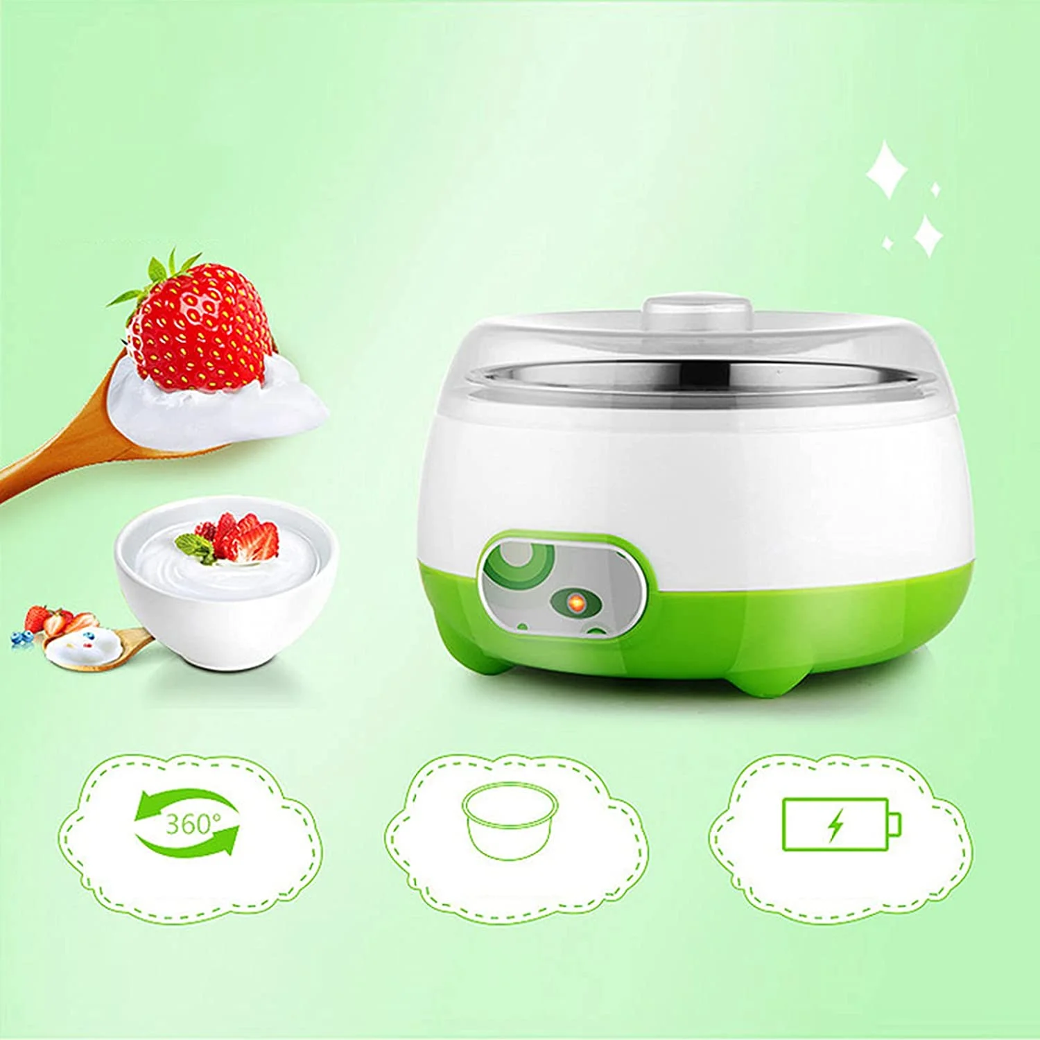 Automatic Yogurt Machine, Stainless Steel Liner Yogurt Maker Machine, Home DIY Yogurt Maker