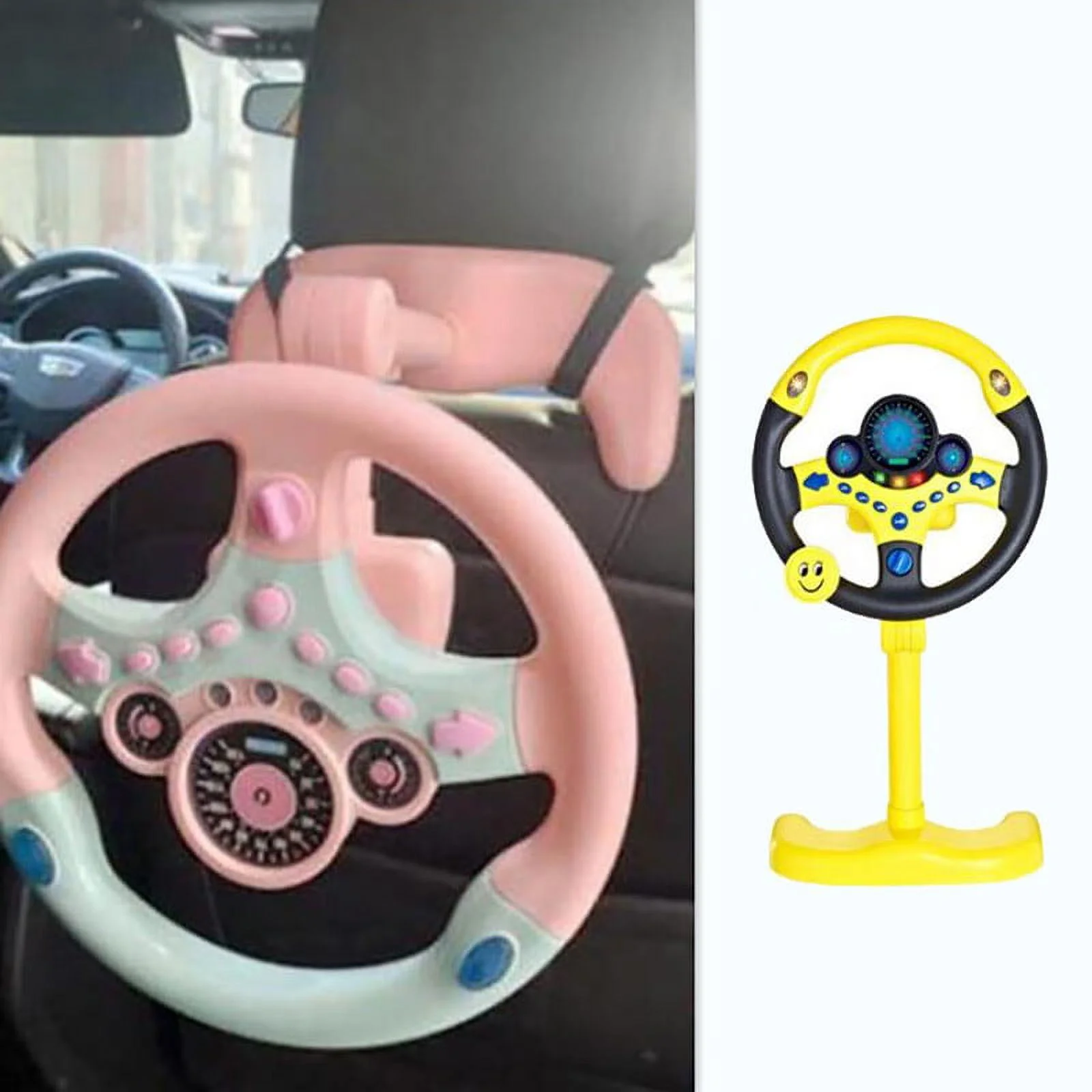 JETTINGBUY Electric Simulation Steering Wheel Toy With Sound Light Educational Car Toy
