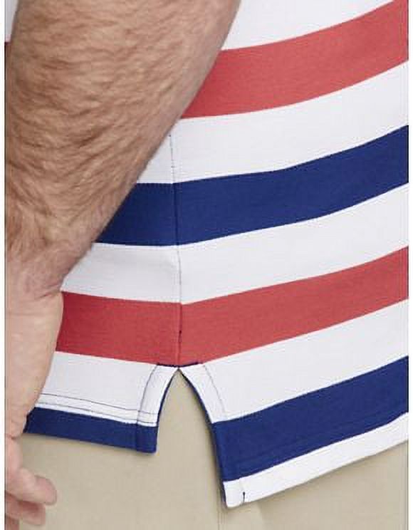 Harbor Bay by DXL Men's Big and Tall Multi Color Polo Shirt, White/Red/Blue, 7XL