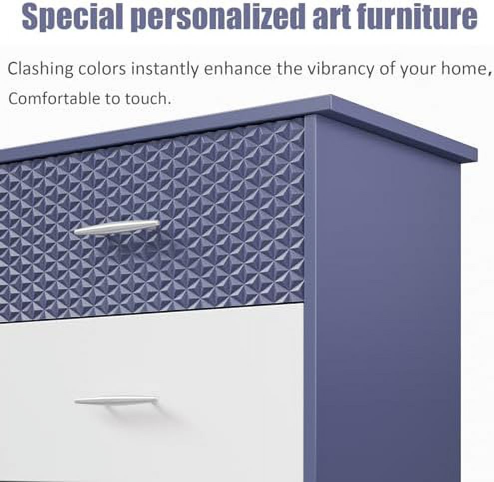 NLIBOOMLife Unique Craftsmanship Dresser  Modern Dresser Drawers Colorful  Deep Drawers for Bedroom Living Room Entryway Navy