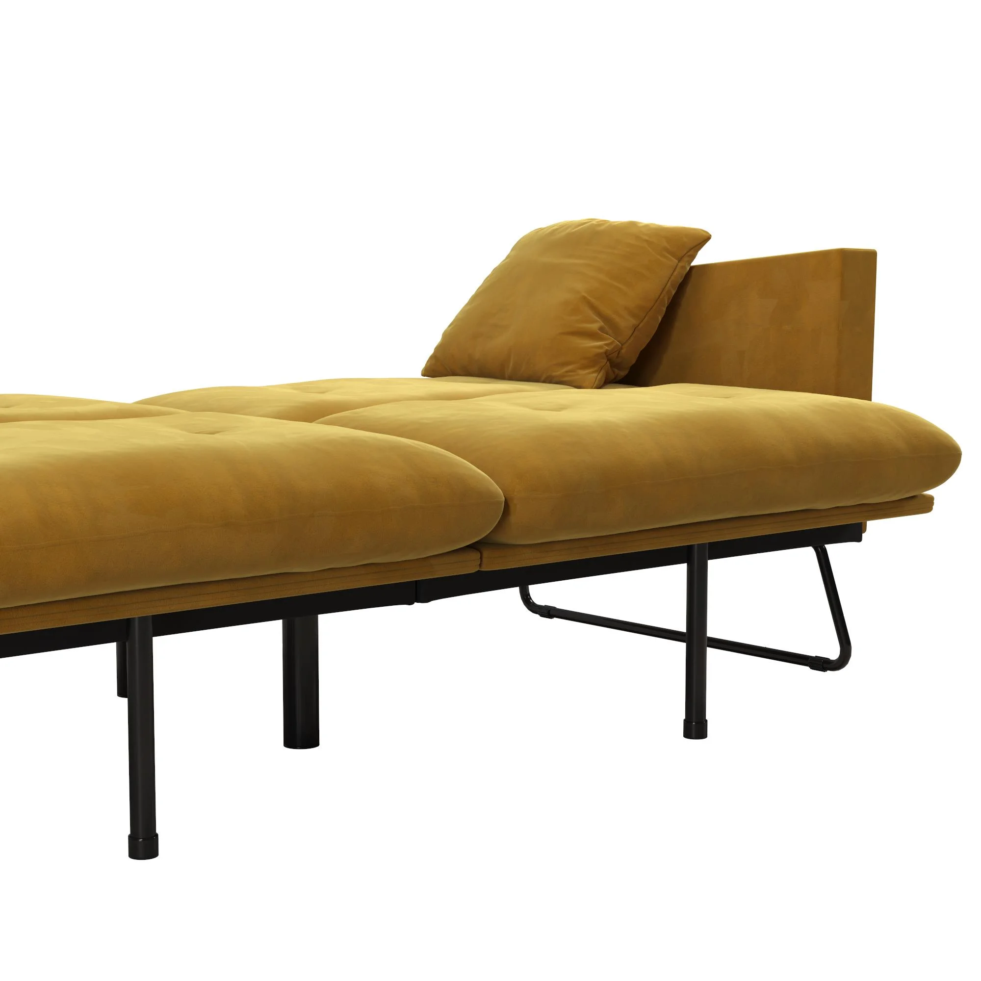 Mr. Kate Neely Futon with Bolster Pillows, Mustard Velvet