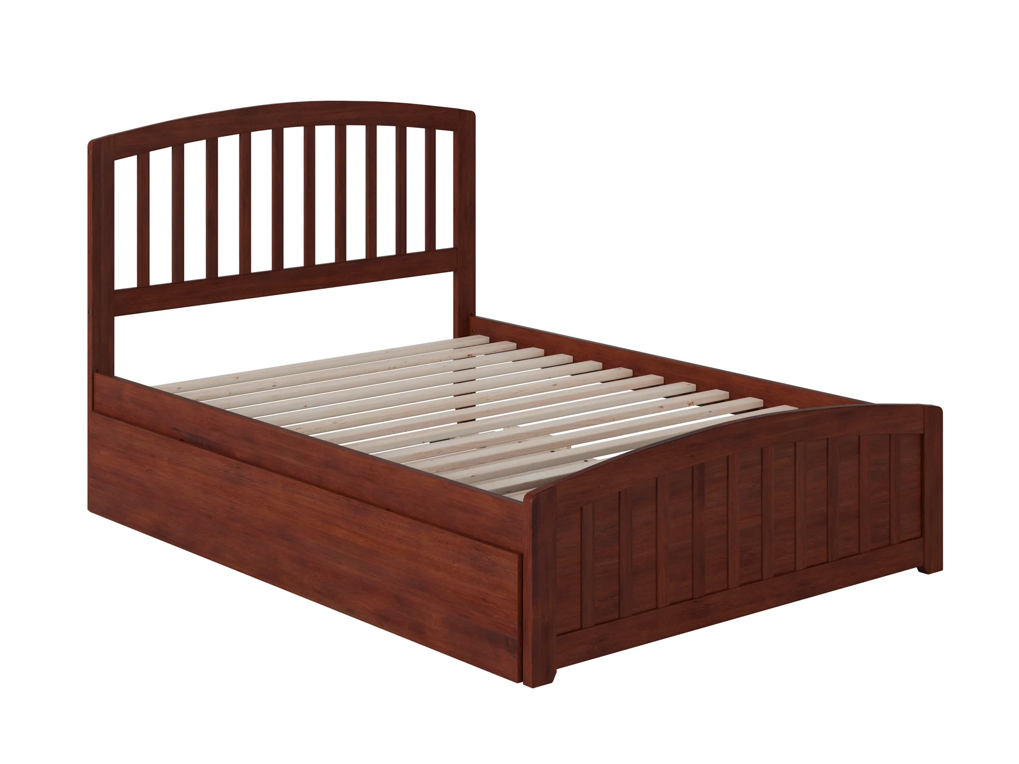 Richmond Full Platform Bed with Matching Foot Board with Full Size Urban Trundle Bed in Walnut