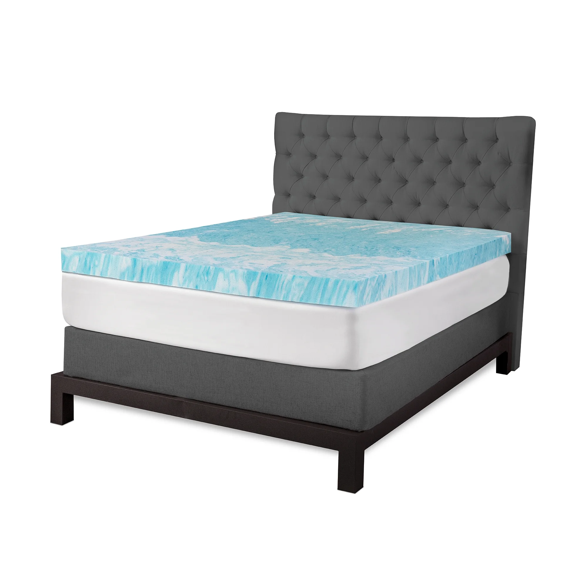 BioPEDIC 4-Inch King Size Mattress Topper, iCOOL Tech and Gel Swirl Medium Plush Memory Foam Mattress Topper, CertiPUR-US Certified, White, King Size (80