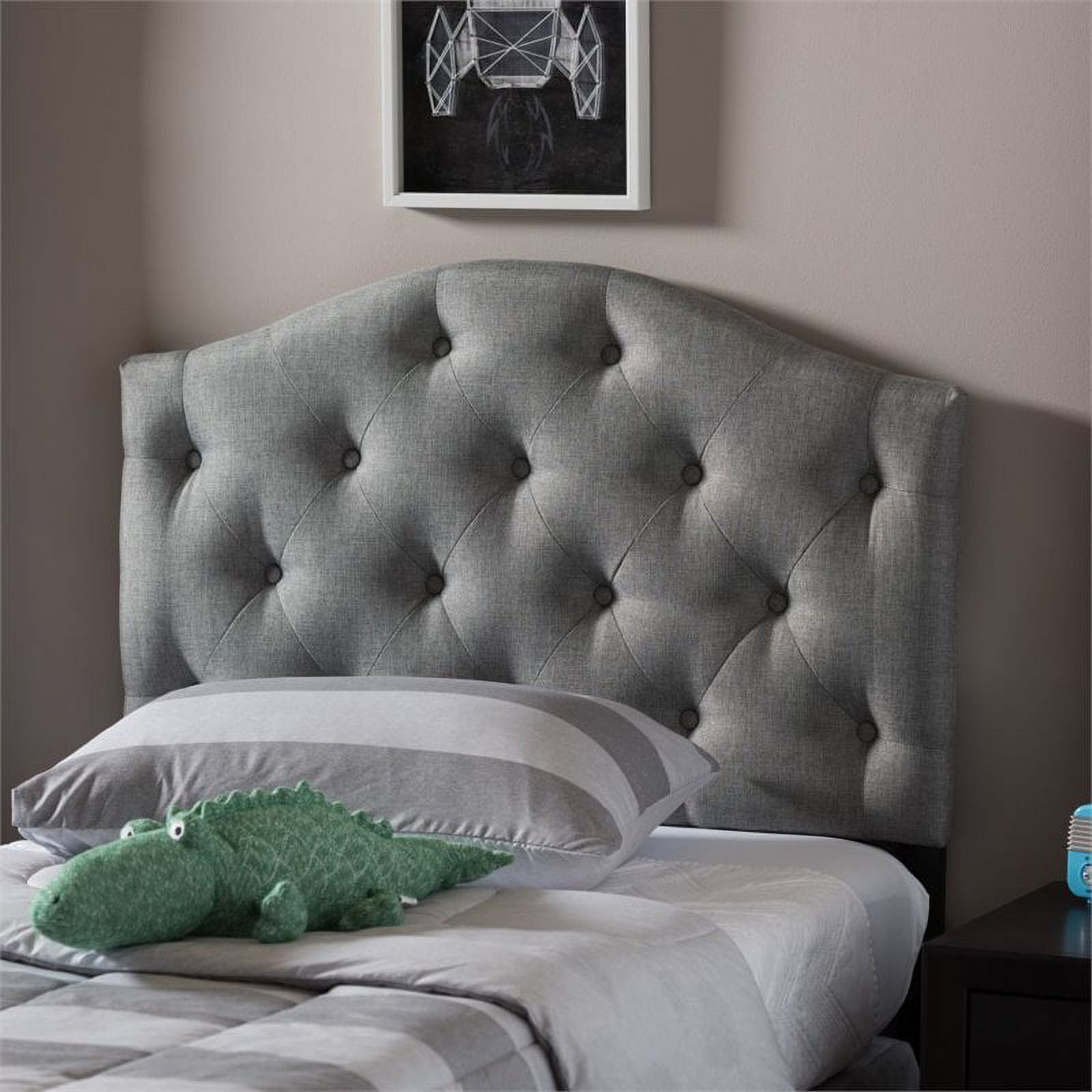 Bowery Hill Modern Fabric Upholstered Twin Headboard in Gray