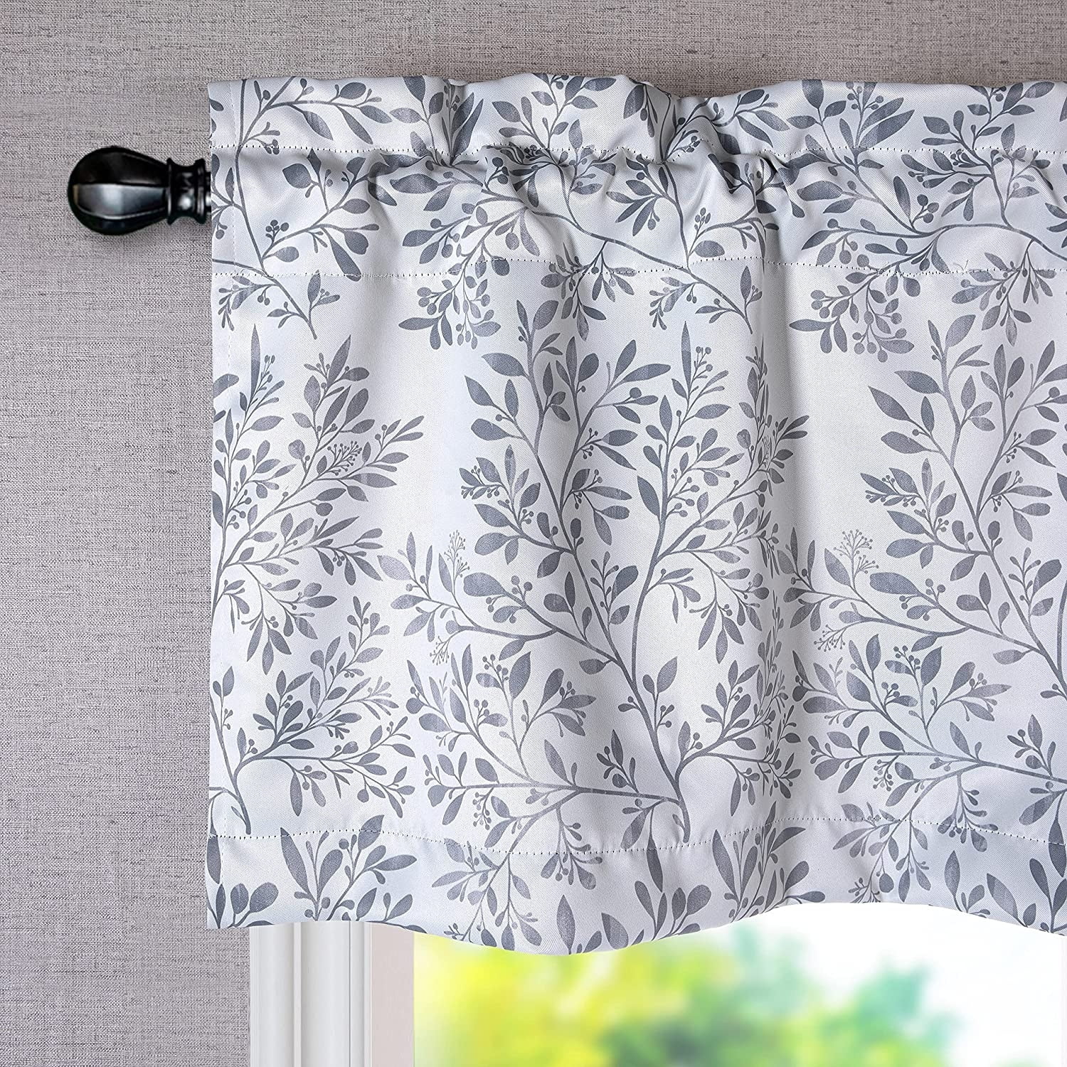 DriftAway Darby Branch Botanical Natural Printed Pattern Blackout Room Darkening Window Curtain Valance Rod Pocket 18