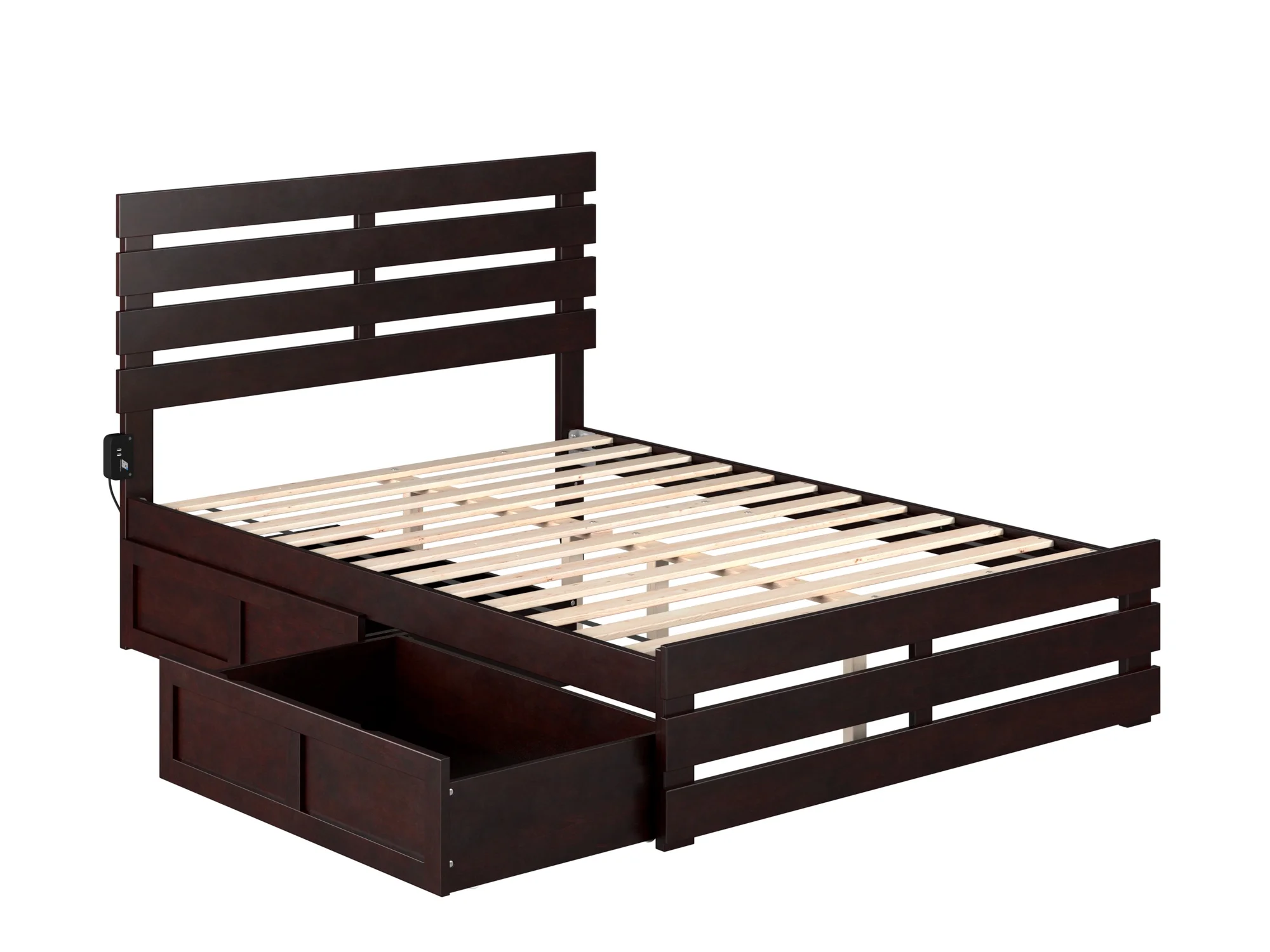 AFI Oxford Full Wood Platform Bed with Headboard Footboard & 2 Storage Drawers, Espresso