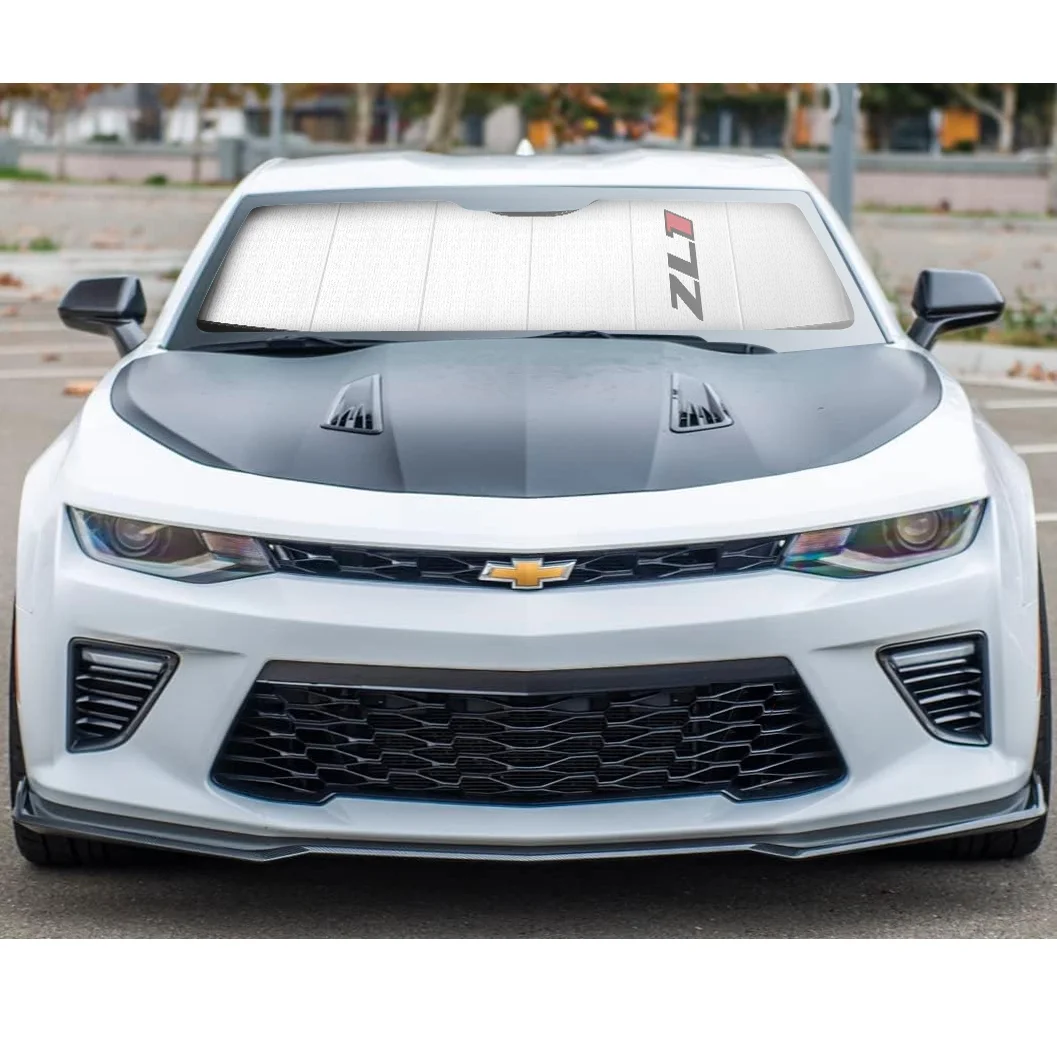 iPick Image for Chevrolet Camaro ZL1 Coupe 2016 to 2024 Custom Fit Silver Folding Windshield SunShade, Official Licensed