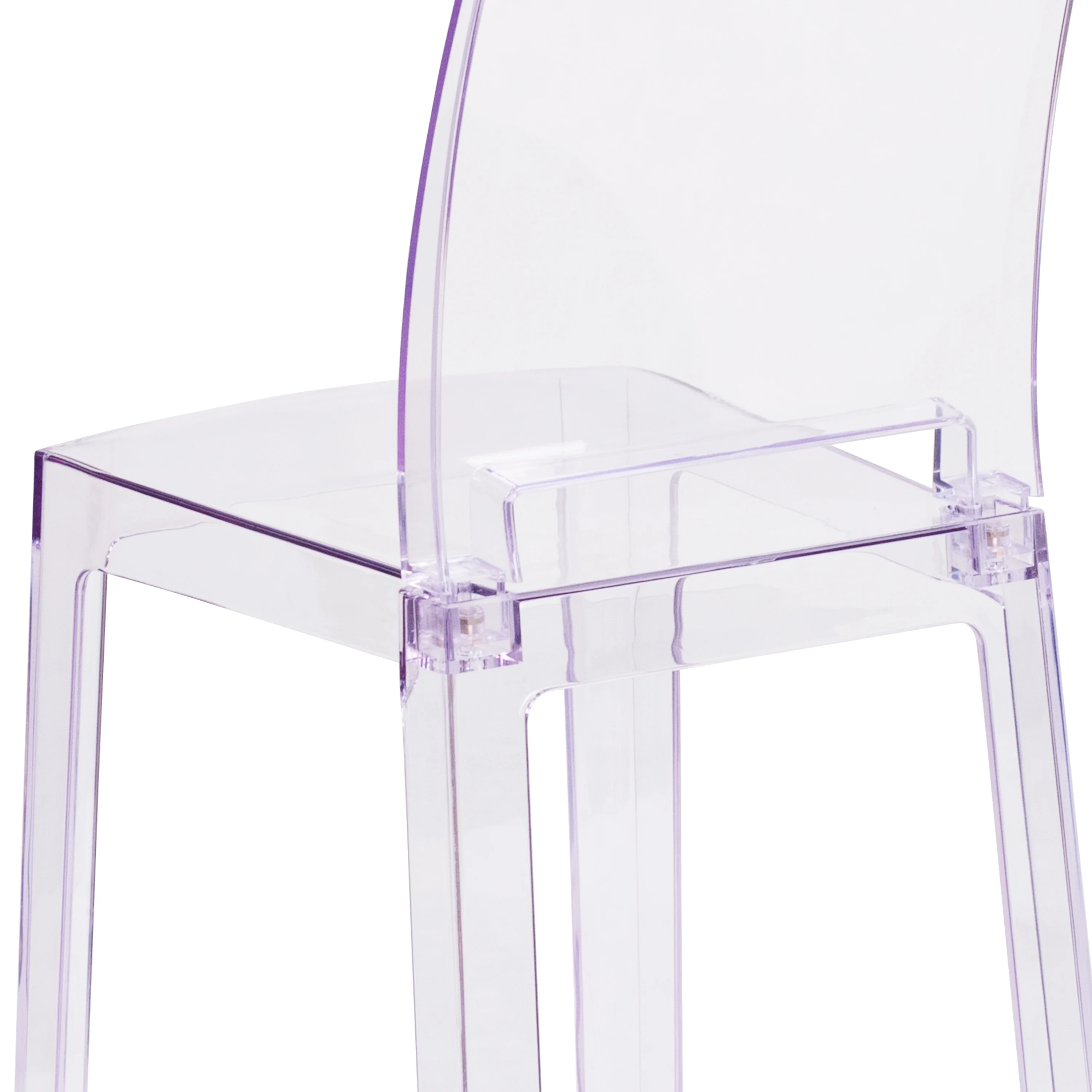 Flash Furniture Ghost Chair with Square Back in Transparent Crystal