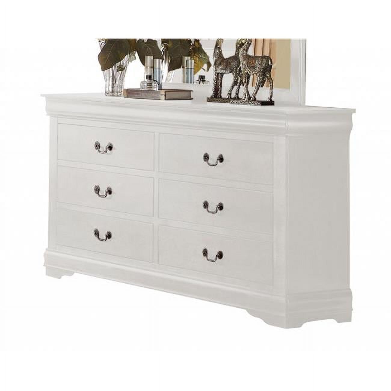 HomeRoots 485999 57 in. Solid Wood Six Drawer Double Dresser, White