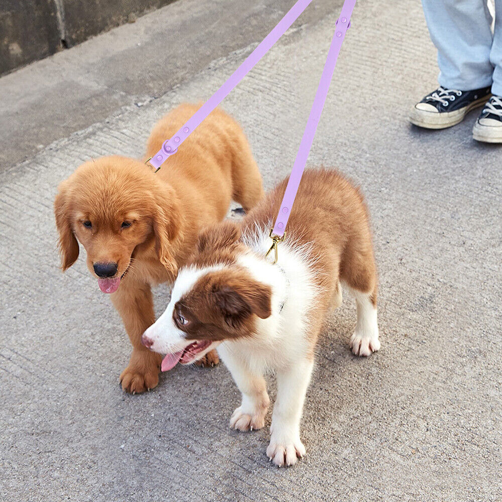 Waterproof PVC Dog Leash Soft Rubber Adjustable Pet Walking Lead with 2 Rings