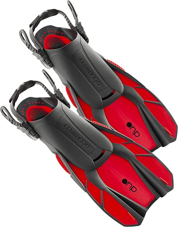 Ocean Reef Duo  Travel Ready Fins Set Scuba, Diving, Freedive, Snorkeling Red