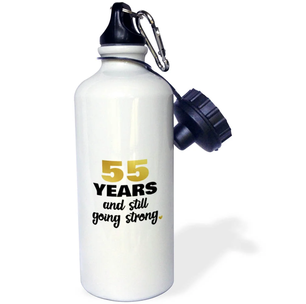 3dRose 55 Year Anniversary Still Going Strong 55th Wedding Anniversary Gift - Straw Water Bottle, 21-ounce