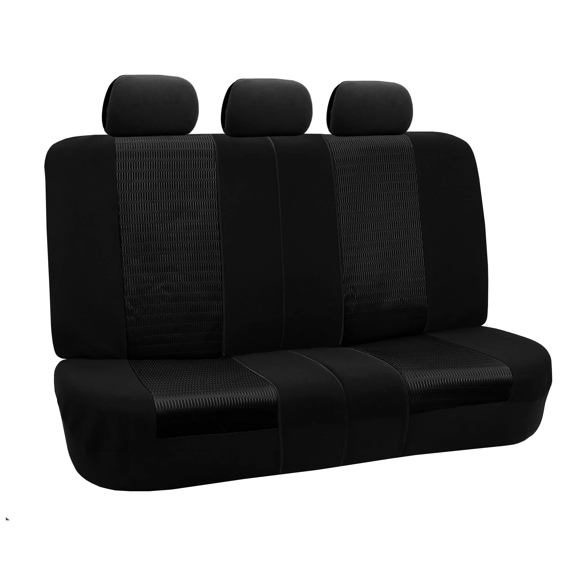 FH Group Trendy Elegence Airbag Compatible and Split Bench 8 Seaters Car Van Seat Covers, Full Set, Black