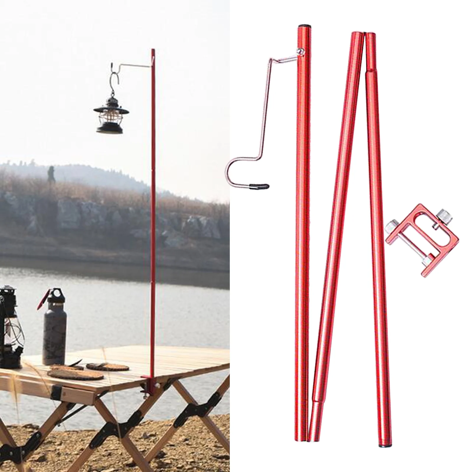1Pc Folding Lightweight Camping Lantern Holder Lamp Holder Poles Red