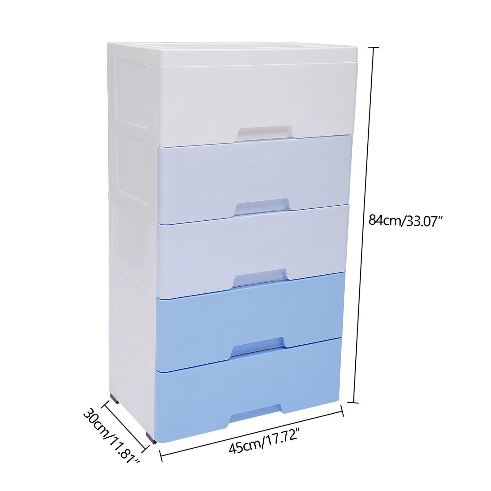 Plastic Drawer Dresser for Bedroom,5 Drawer Stackable Vertical Storage Tower Tall Dressers with Casters,Large Containers for Storing Arts, Crafts, Clothes and Toys(5-Layer,Blue Gradient)