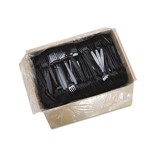 Guildware Heavyweight Plastic Forks Black, 1000/Carton