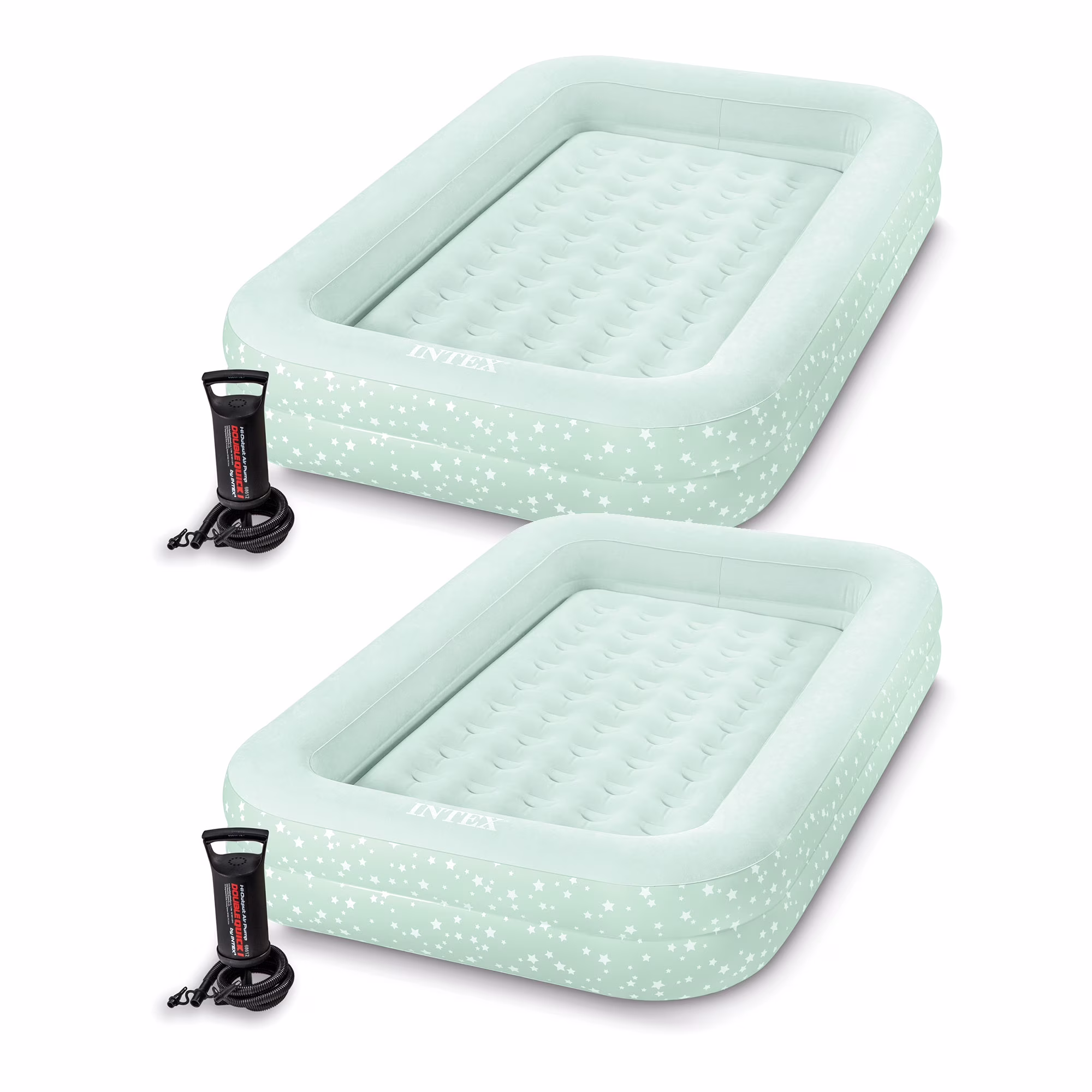 Intex Kids Travel Inflatable Air Mattress with Raised Sides & Pump (2 Pack)