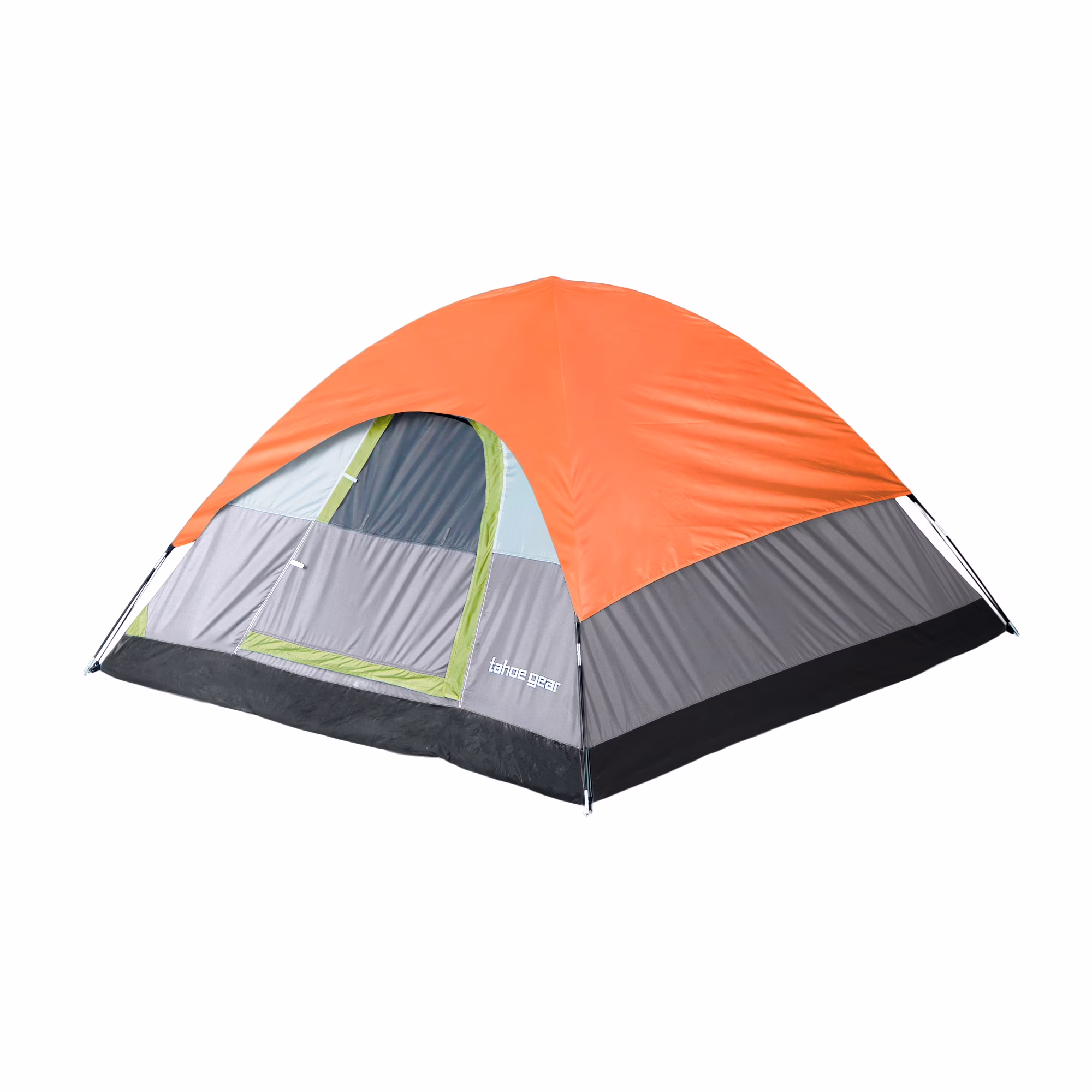 Tahoe Gear Powell 3 Person 3 Season Dome Camping Frame Tent, Green and Orange