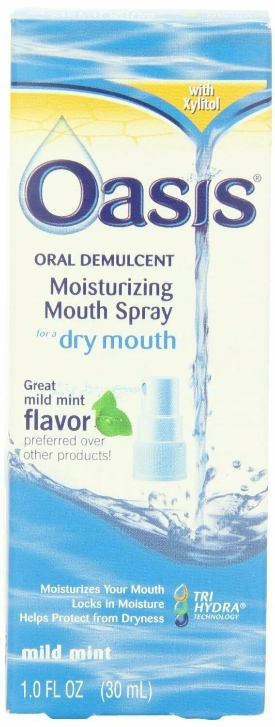 Oasis Oral Demulcent Moisturizing Dryness Mouth Spray Mild Mint 1 oz,4-Pack