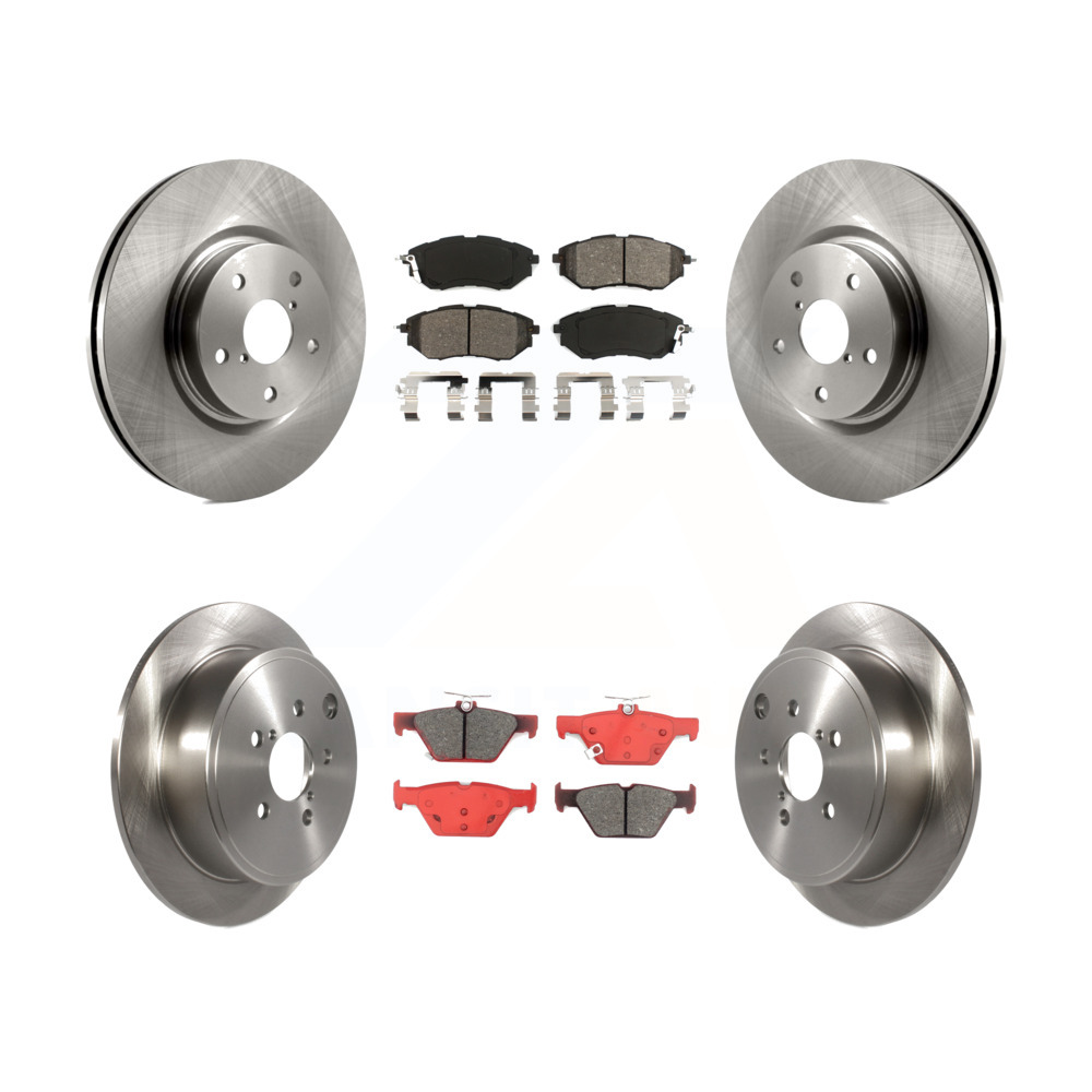 Transit Auto - Front Rear Disc Brake Rotors And Semi-Metallic Pads Kit For 2016 Subaru WRX Base With Eyesight Package (Steering Responsive Fog Lights) K8S-103507