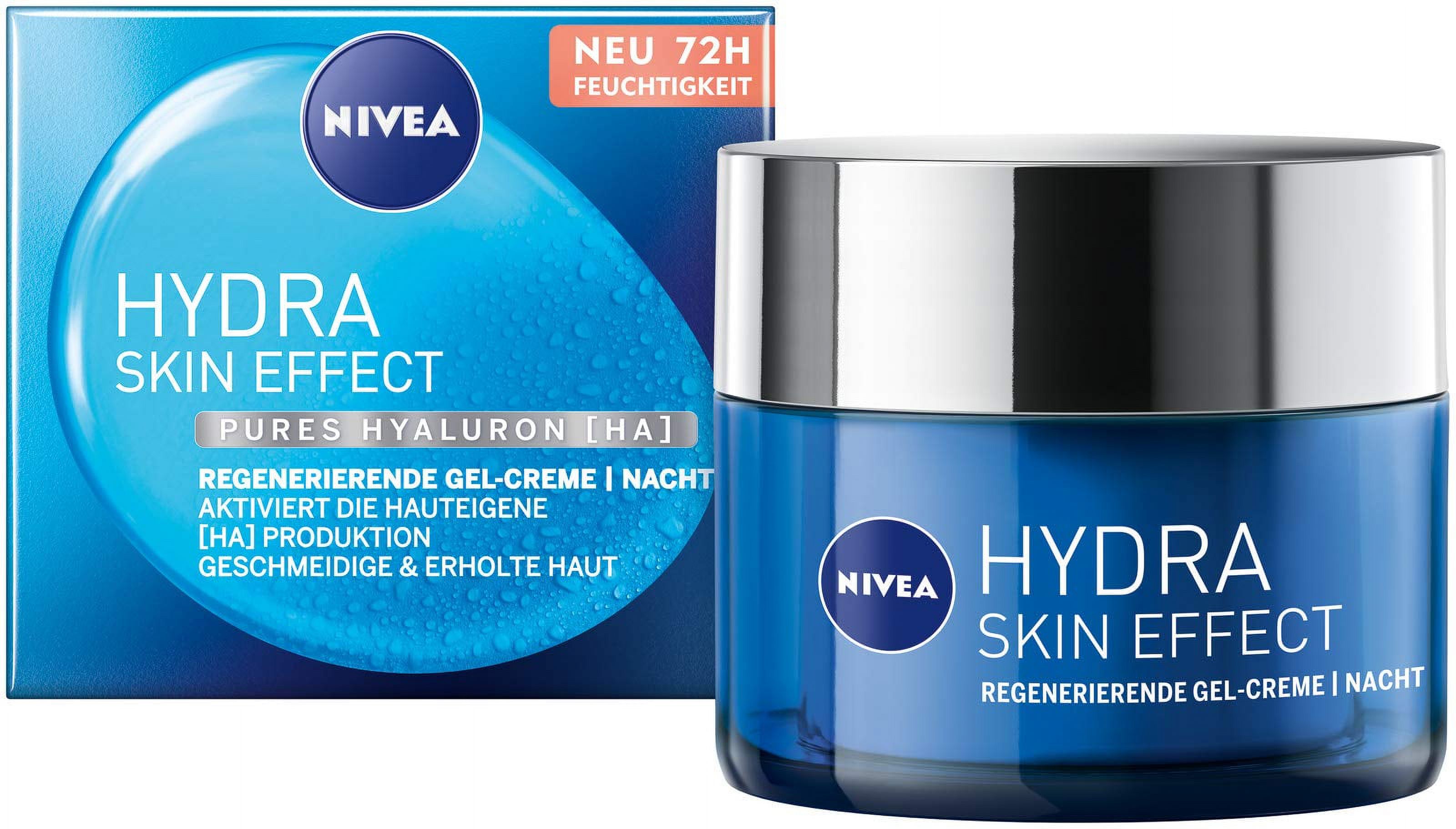 Nivea Hydra Skin Effect Regenerating Gel Cream (50 Ml), Night Cream For Smooth Skin Overnight, Light Night Cream With Pure Hyaluronic [Ha] For 72H Moisture