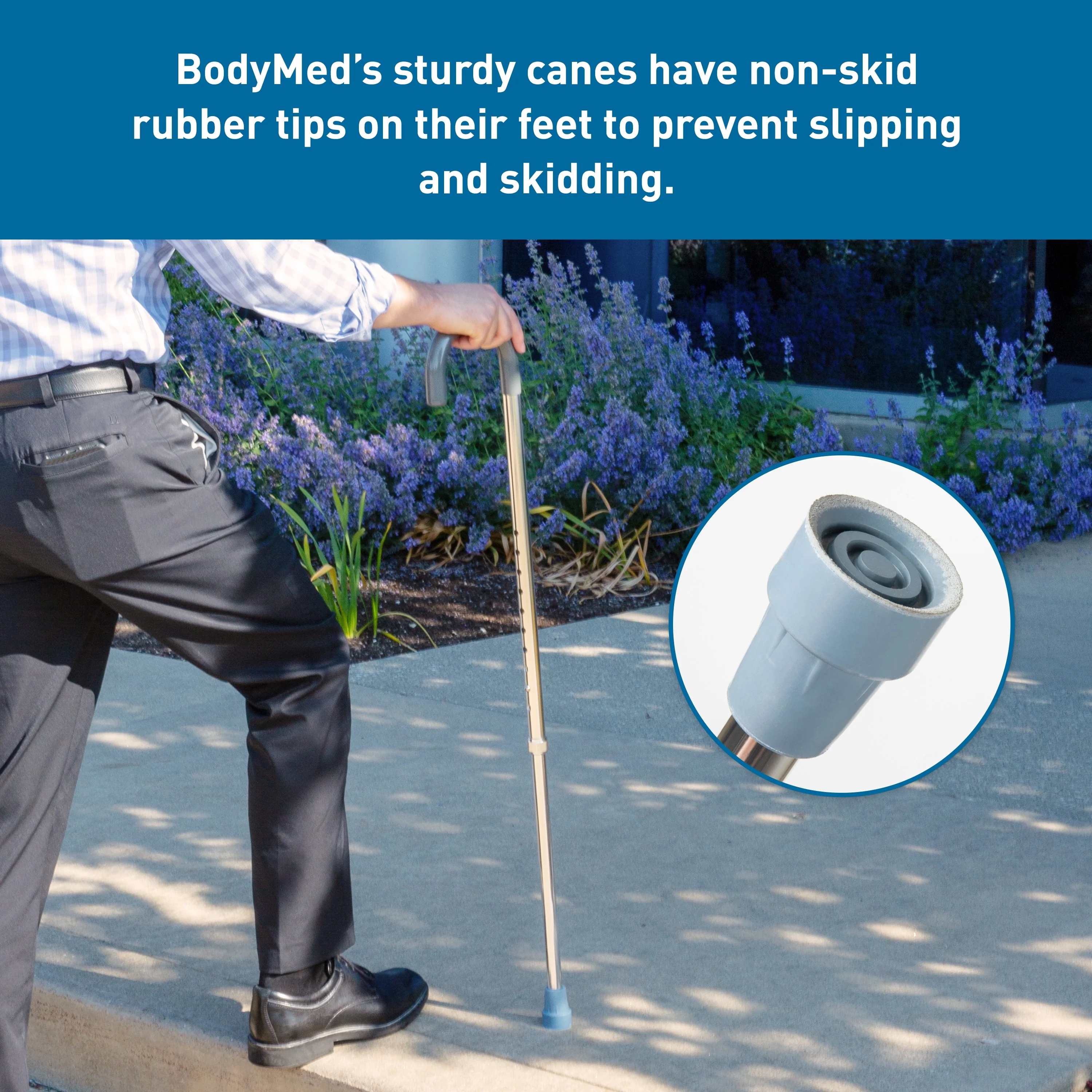 BodyMed Aluminum Adjustable Cane With Vinyl Grip Handle, Adjusts 30