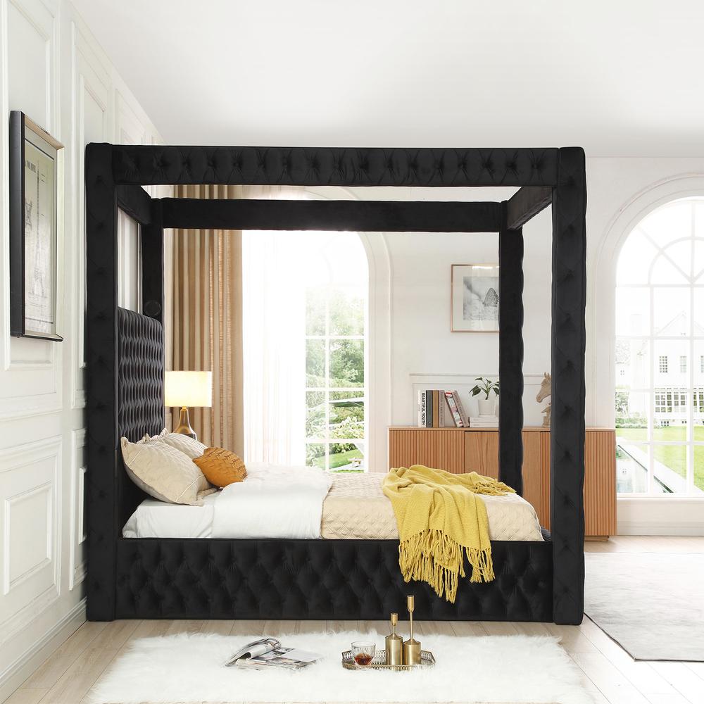 Better Home Products Dream Luxurious Velvet Canopy Bed with Speaker & USB Connection