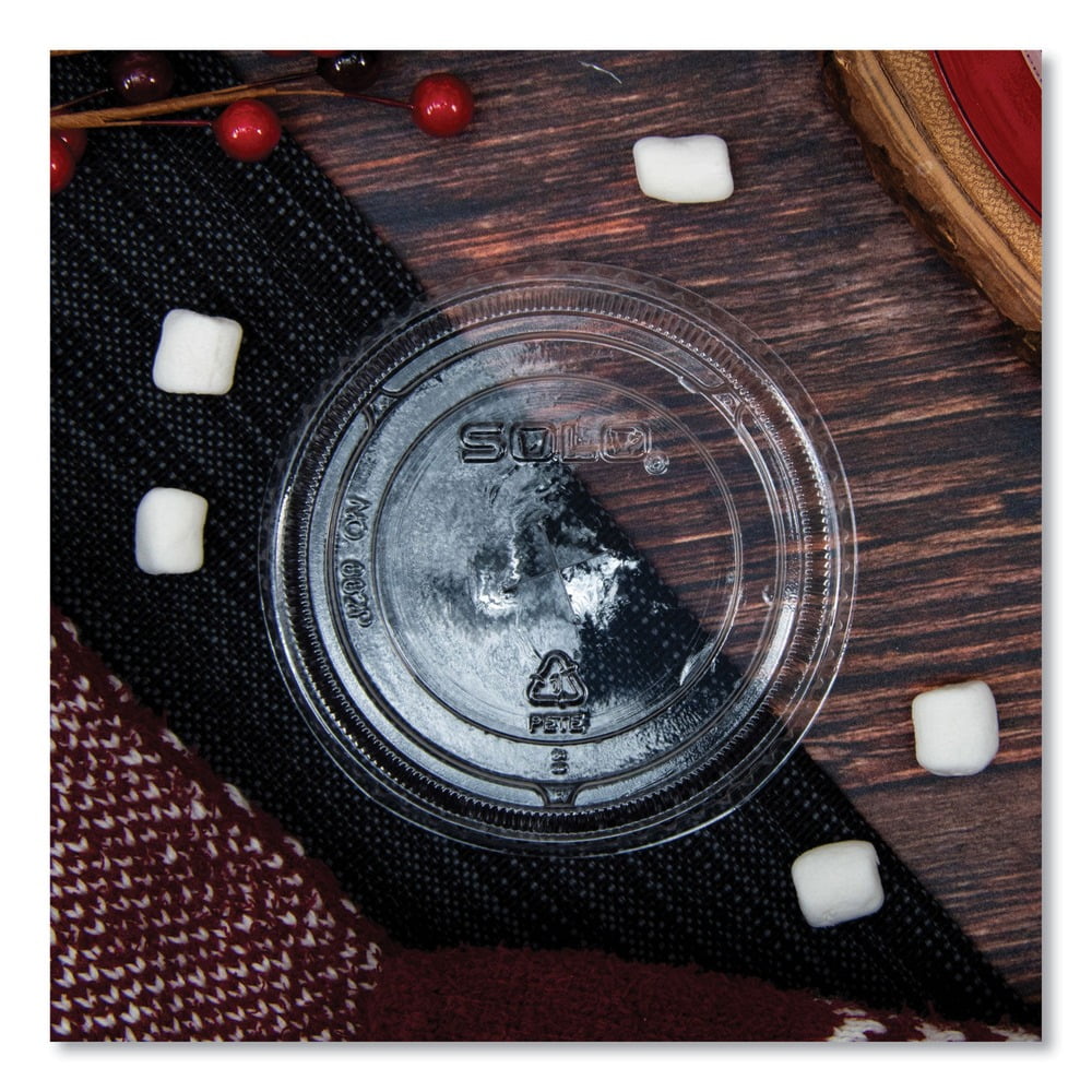 SOLO Straw-Slot Cold Cup Lids, Fits 9 oz to 20 oz Cups, Clear, 100/Sleeve, 10 Sleeves/Carton