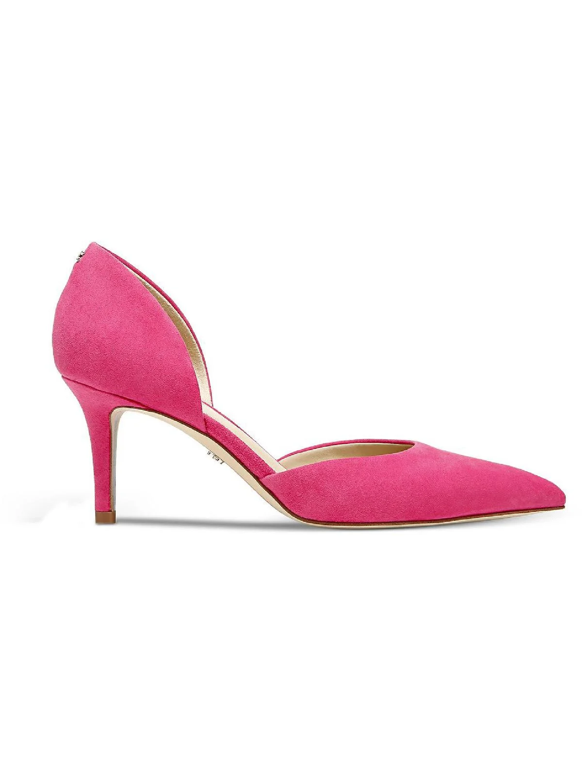 Sam Edelman Viv Dahlia Pink Slip On Pointed Toe Leather Mid Heel Pumps Shoes (Dahlia Pink, 6.5)