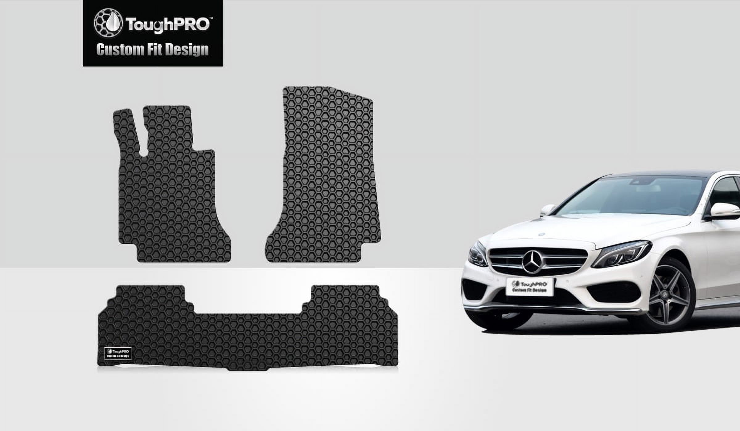 ToughPRO - 1st & 2nd Row Mats Compatible with MERCEDES-BENZ C200 - All Weather Heavy Duty (Made in USA) - Black Rubber - 2017
