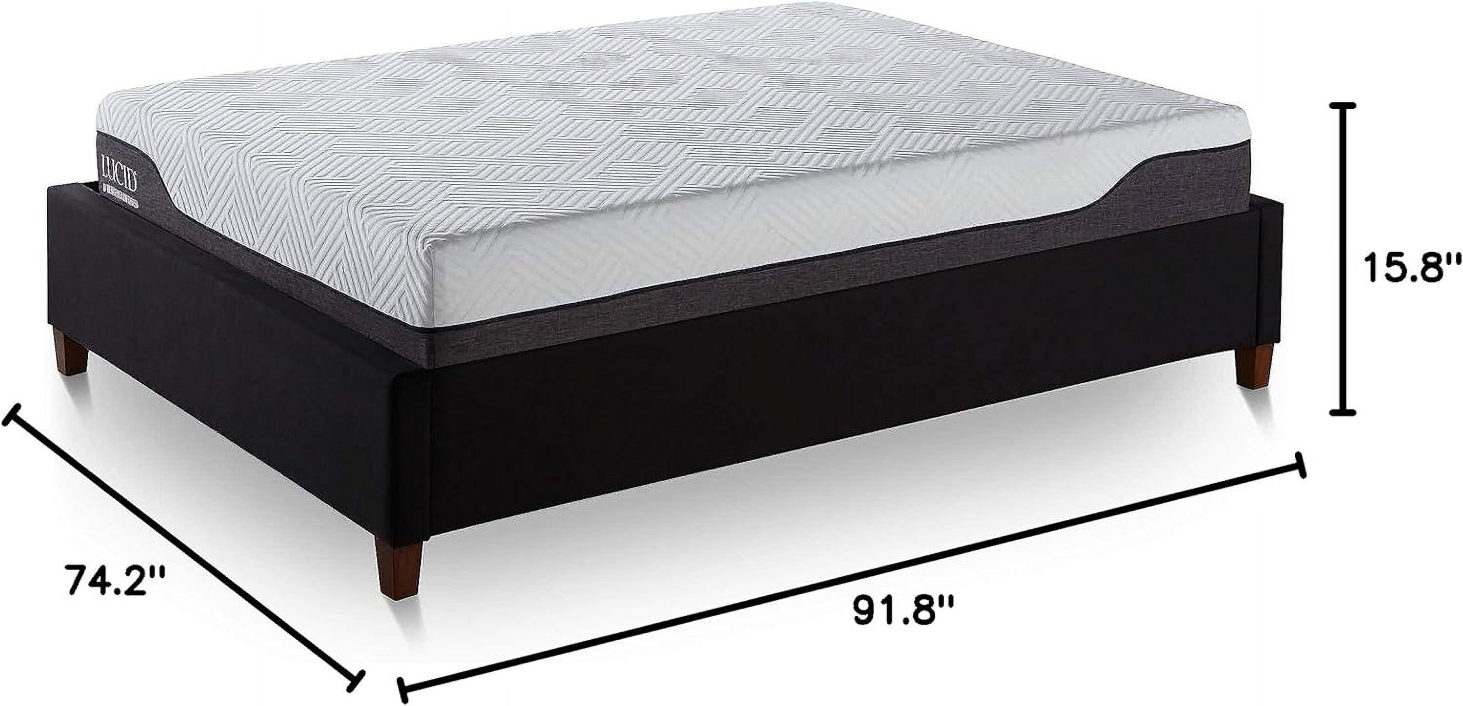 YGDU Upholstered Platform Bed with Slats – Wood Construction – Linen Inspired Fabric – No Box Spring Required – Compatible with Adjustable Bases (LUCKBKUPPL)